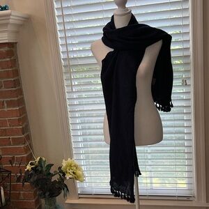 Remi & Reid navy blue tasseled long scarf wrap